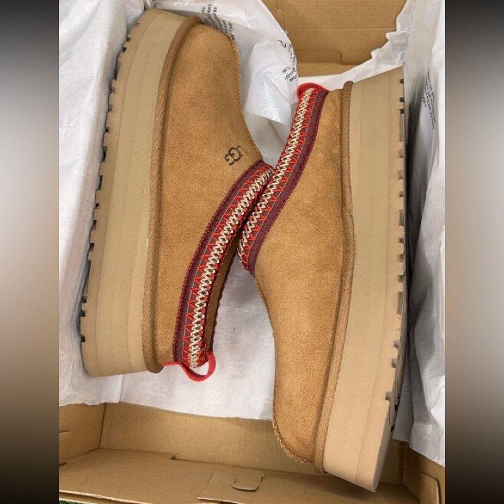 New UGG Brand Women's Tazz Platform Slipper Shoes Chestnut 8